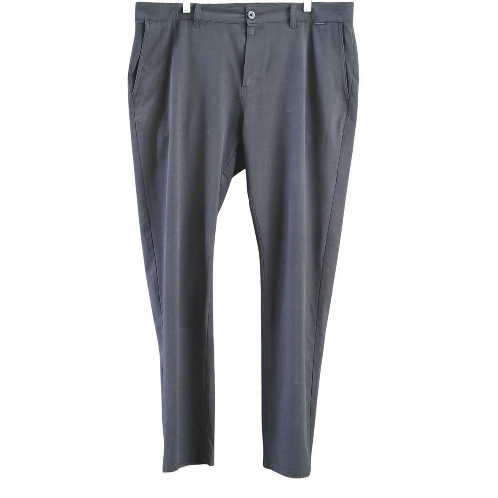 Travis Mathew Performance Golf Pants Men 38x32 Black 5-Pocket Flat Front Stretch